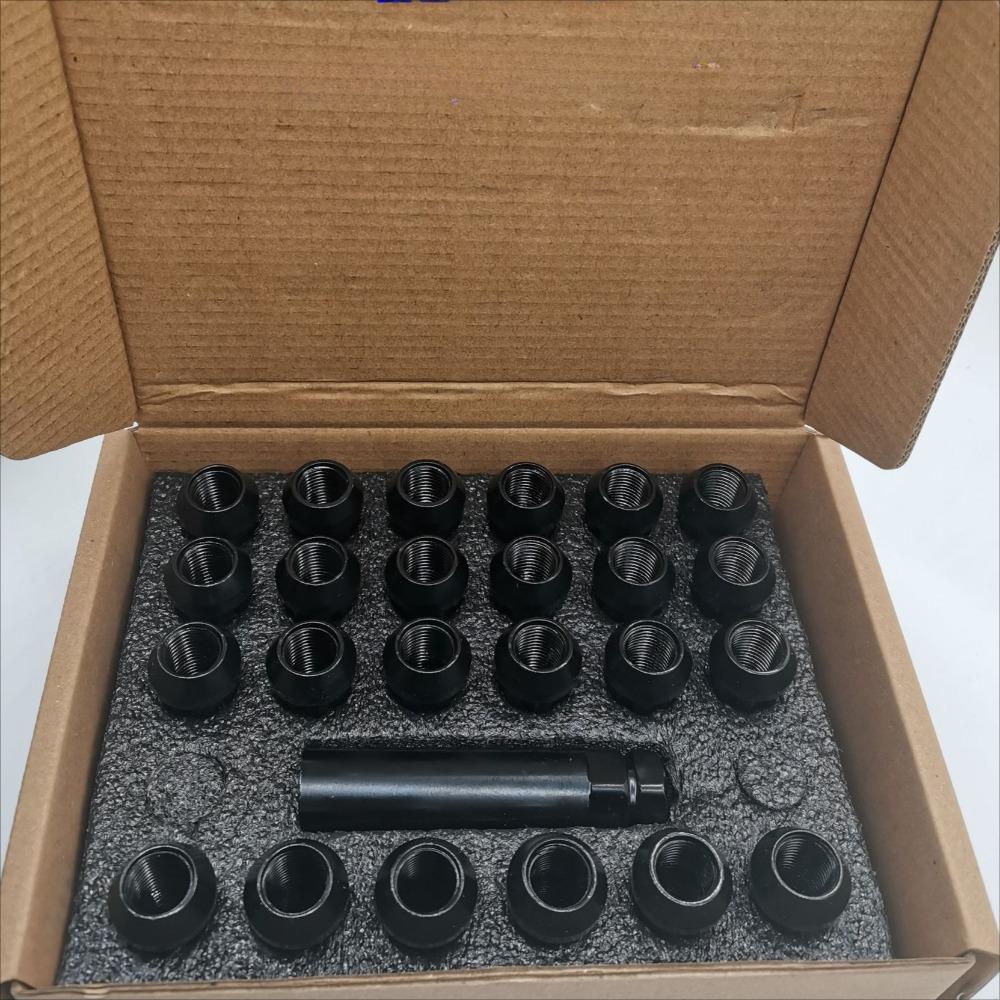 סט אומים נגד גניבה 24+1 M14x1.5 אומים לגלגל שבעה חריצים עם כלי שרוול עובי 51 מ"מ