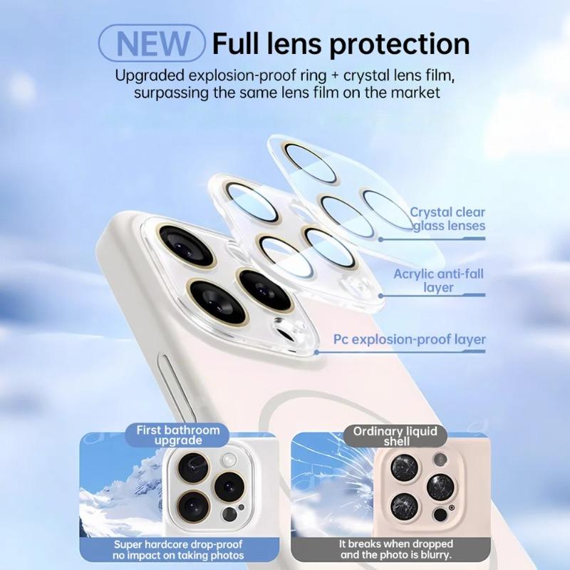 DIVI Magnetic Liquid Silicone Phone Case Camera Lens Protector For iPhone 17 16 15 14 13 17Pro Max Magsafe Wireless Charge Cover