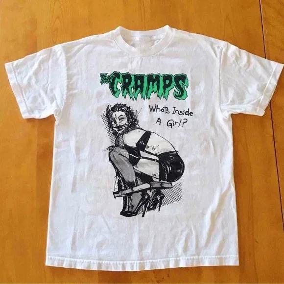 

Vtg THE CRAMPS Band Tour Concert Cotton White All Size Shirt American Hip Hop Rock Short Sleeve Men Women Street S