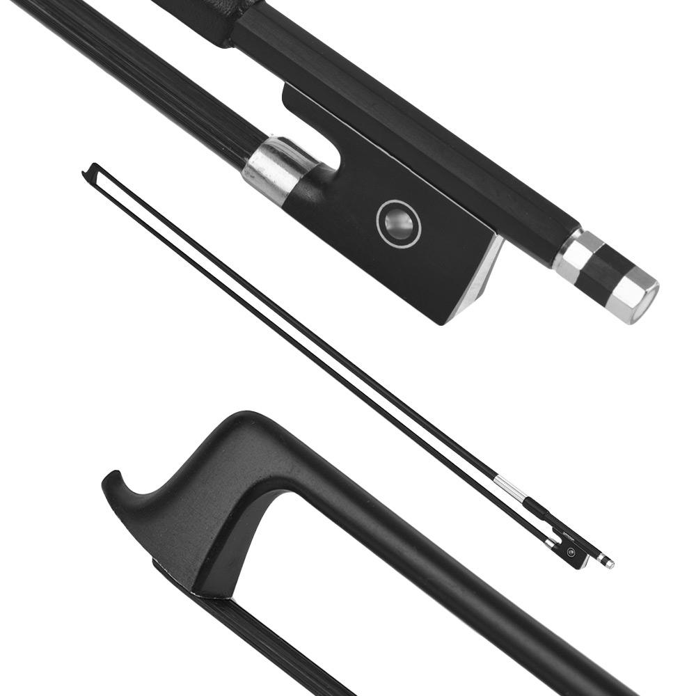 4 4 Violin Fiddle Bow Carbon Fiber Round Stick Ebony Frog Black Horsehair Well Balanced