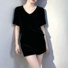 Women's 100% Mulberry Silk Velvet V-Neck T-Shirt