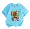 Kids Boys Girls 100% Cotton Crew Neck Short Sleeve T-Shirt, Geometry Game Cartoon Print Casual Summer Tee for Children Daily Wear Active Tops