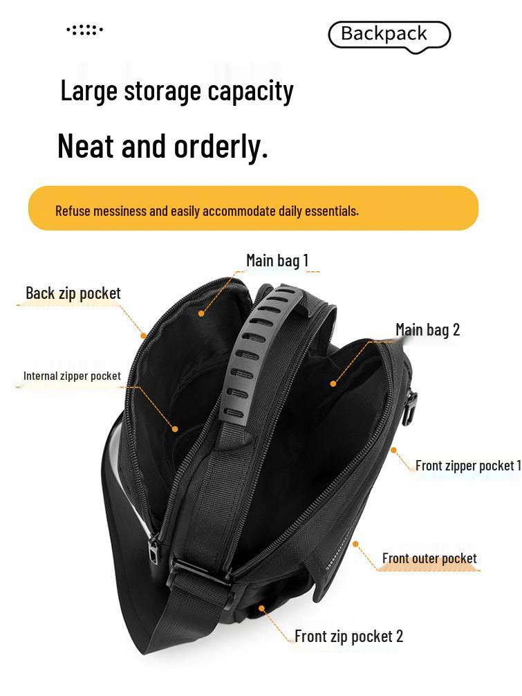 Men's Trendy Multi-Layer Crossbody Bag - Versatile Casual Vertical Shoulder Sports Backpack