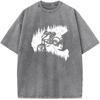 Cycling Cyclist Printed Men T-Shirt Cotton O-Neck Washed T-Shirt Novelty Casual Loose Bleach T Shirt Summer Bleached Tshirt