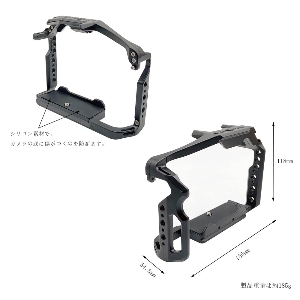 SIUTATDSH Camera Cage for Panasonic LUMIX Super Cold Shoe Arri Compatible Screw and Arca Plate GH7/GH6 Cameras, Expandable, Built-in Mount, Holes,