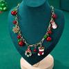 Bow Pendant Red Green Bell Choker Necklace Santa Claus Xmas Bead Clavicle Chain  Women