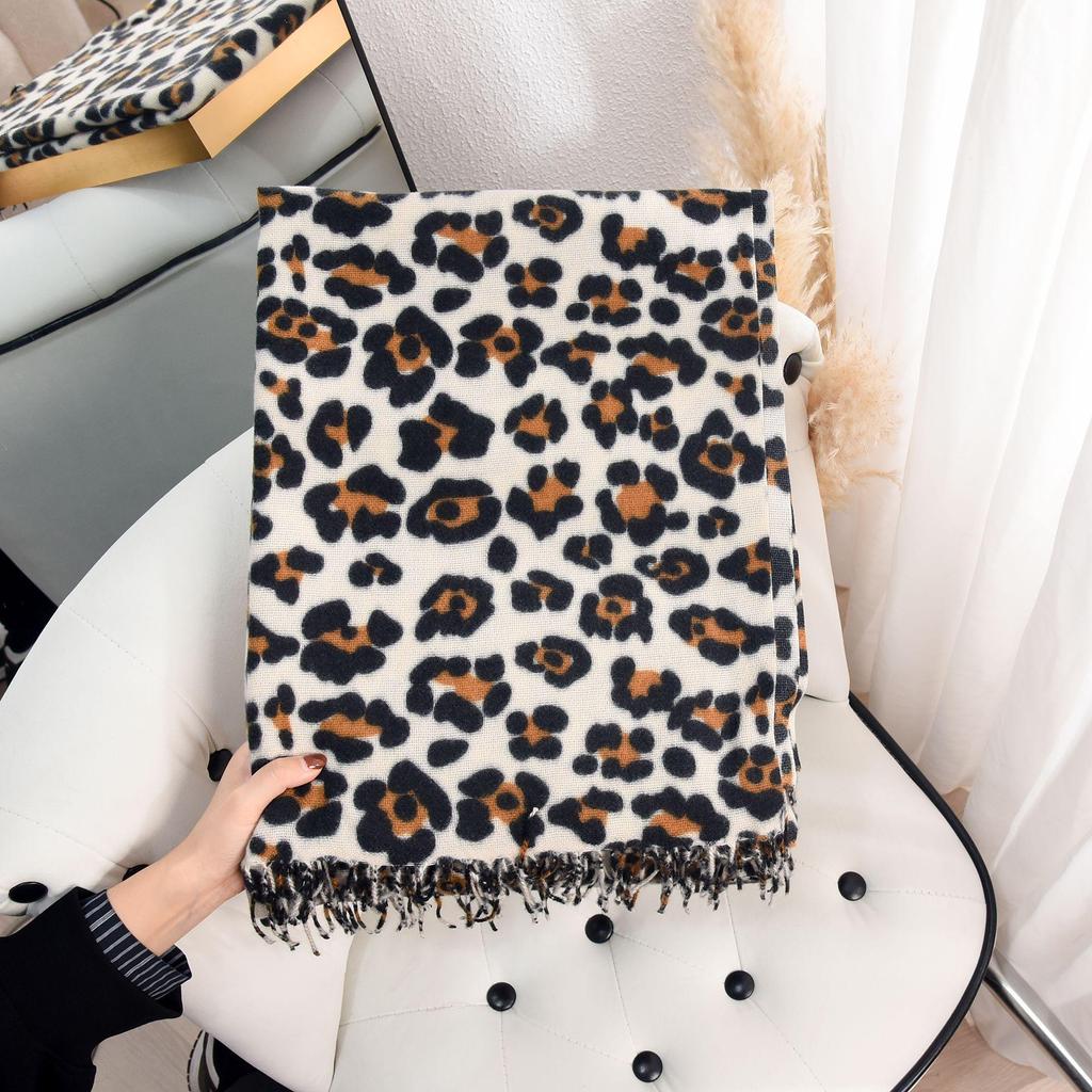 Klassisk leopardmönstrad tofs-scarf: Elegant retrostil, Varm imiterad kashmir för höst och vinter