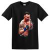 Dustin Poirier MMA Kämpfer T-Shirt mit tätowiertem Kampfsportler Porträt Grafik Kunst Tee