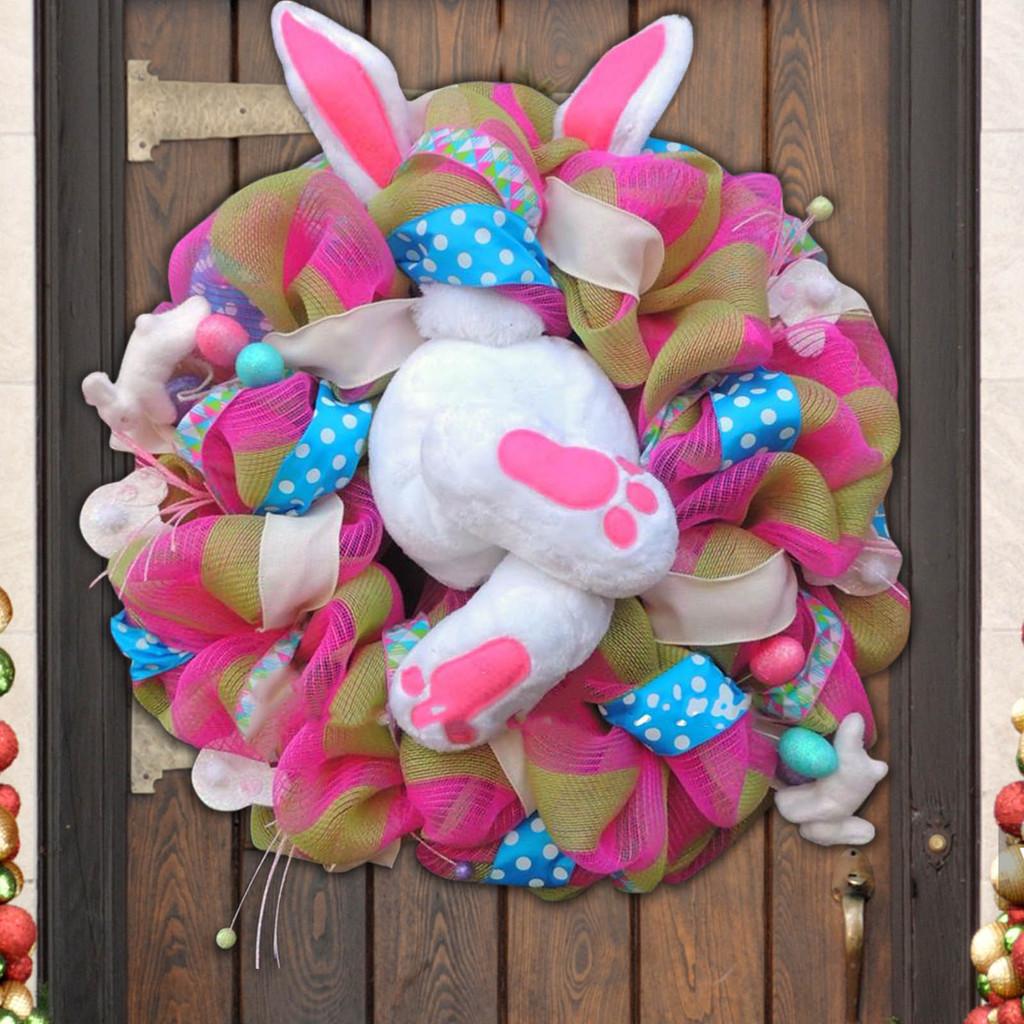 Garland Easter Rabbit Wreath Outdoor Courtyard Wall Props Decoration