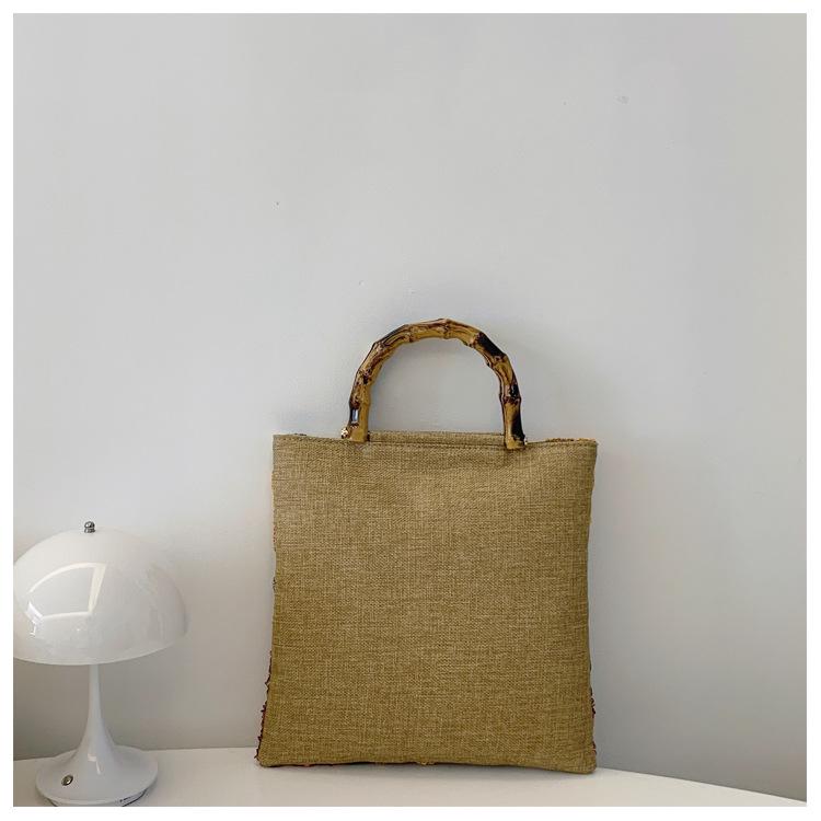2025 Artistic Chinese-Style Women's Bamboo-Linen Handbag: Fashionable, Large-Capacity Floral Tote