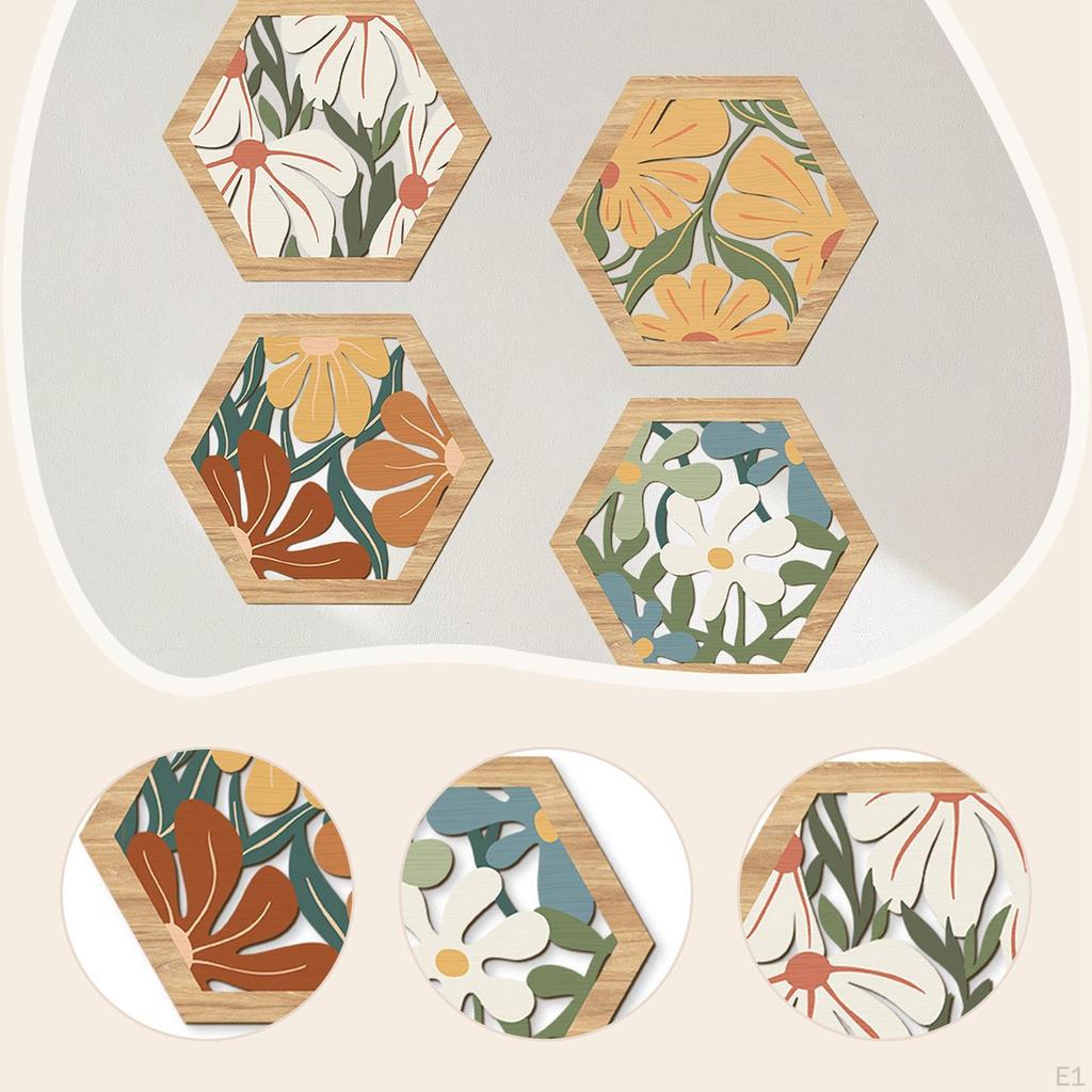 4x Muurkunst Hangende Decoratie Esthetisch Minimalistisch Ornament Handwerk Boho voor Kantoor