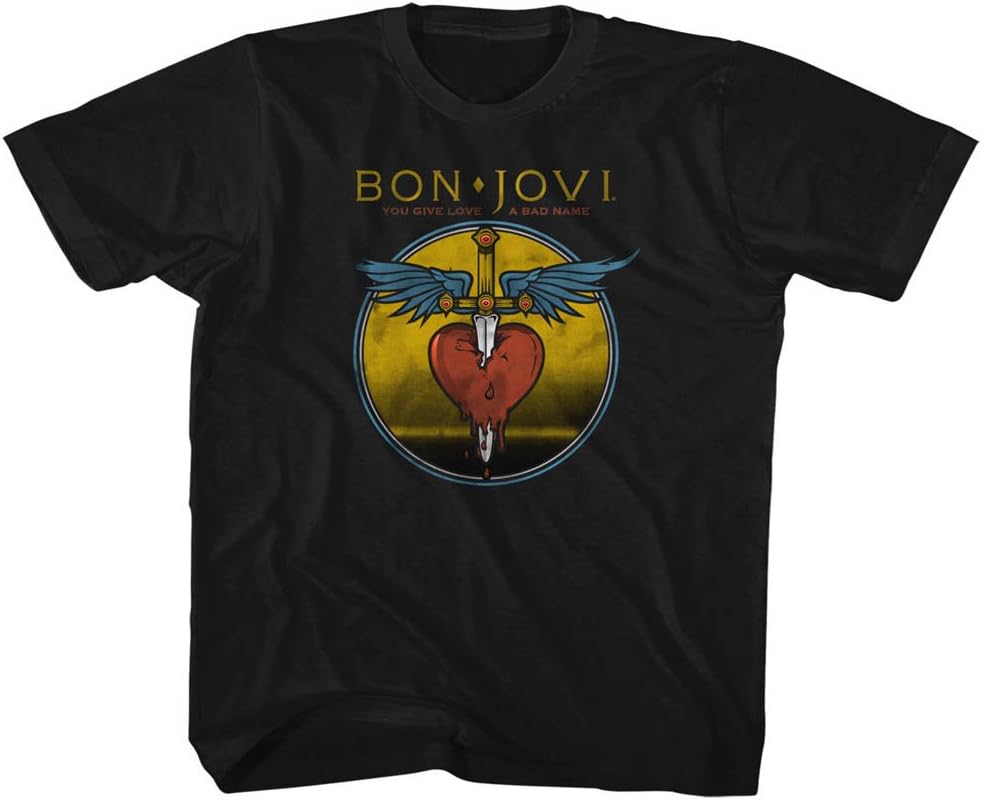 Bon Jovi You Give Love A Bad Name Heart Sword T-shirt M