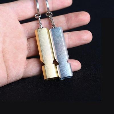 Flat Aluminum Dual Frequency Survival Whistle Double Tube Outdoor Survival Survival Whistle Equipment