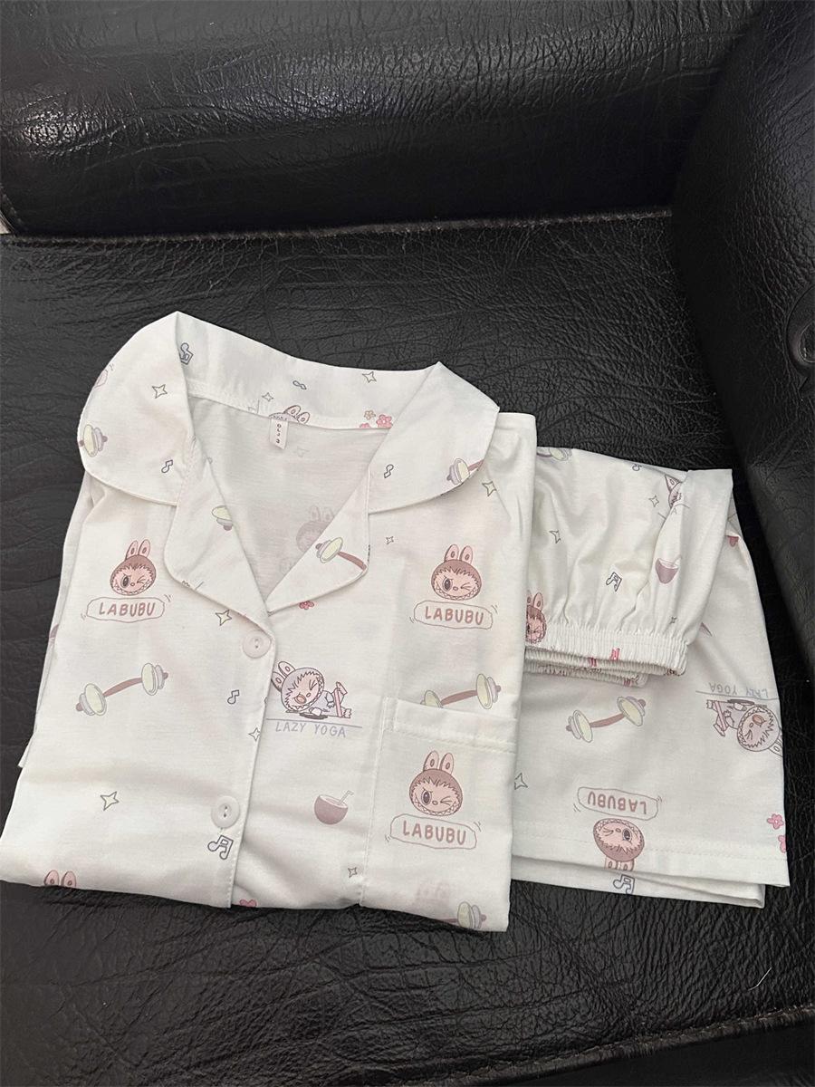 

Full of cartoon Labu pajamas women s summer short-sleeved shorts two-piece set, new girls can wear loungewear outside S