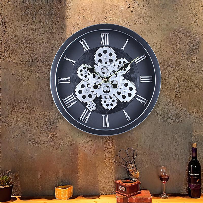 Gear Clock in Antique Style Living Room Wall Decoration Study Retro Nostalgic High-end Creative Three-dimensional Round Wall Clock