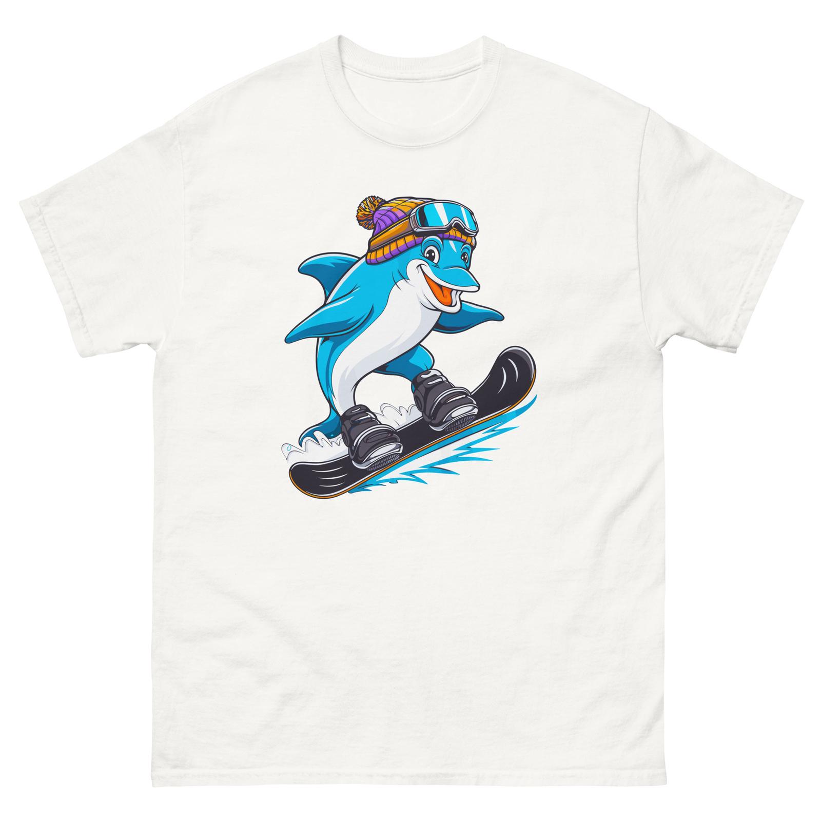 Dolphin Snowboarding Fun Cartoon Snowboarder Shirt T-Shirt S разноцветный