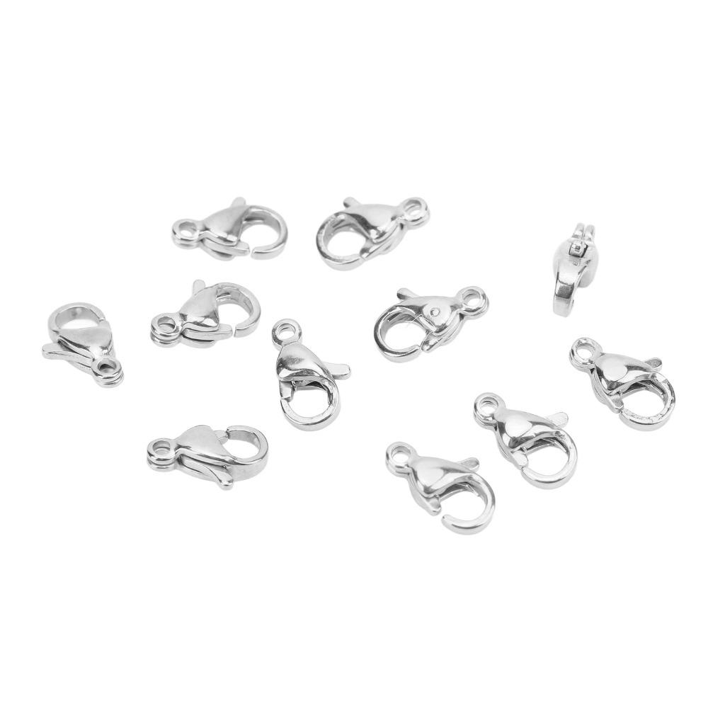 25pcs Silver Lobster Claw Clasps Stainless Steel Jewelry Making Clasps Jewellery Making