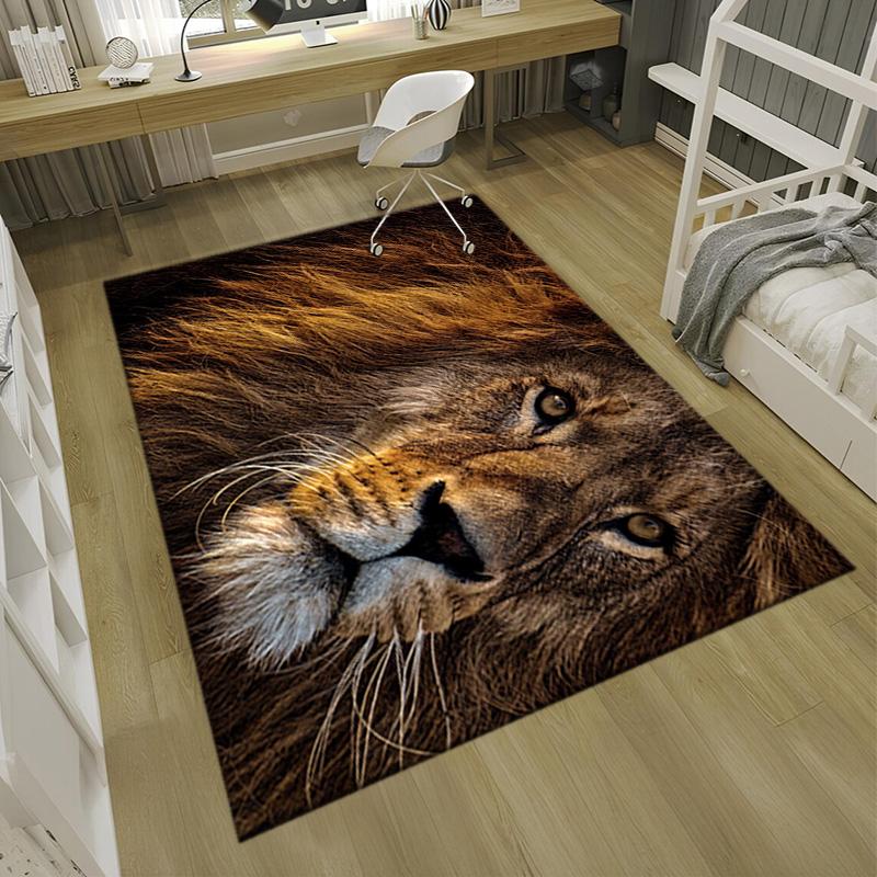 1PC Lion pattern printed Carpet Rug for Living Room Bedroom Home Sofa Decoration,Non-slip Floor Mat Floor mat