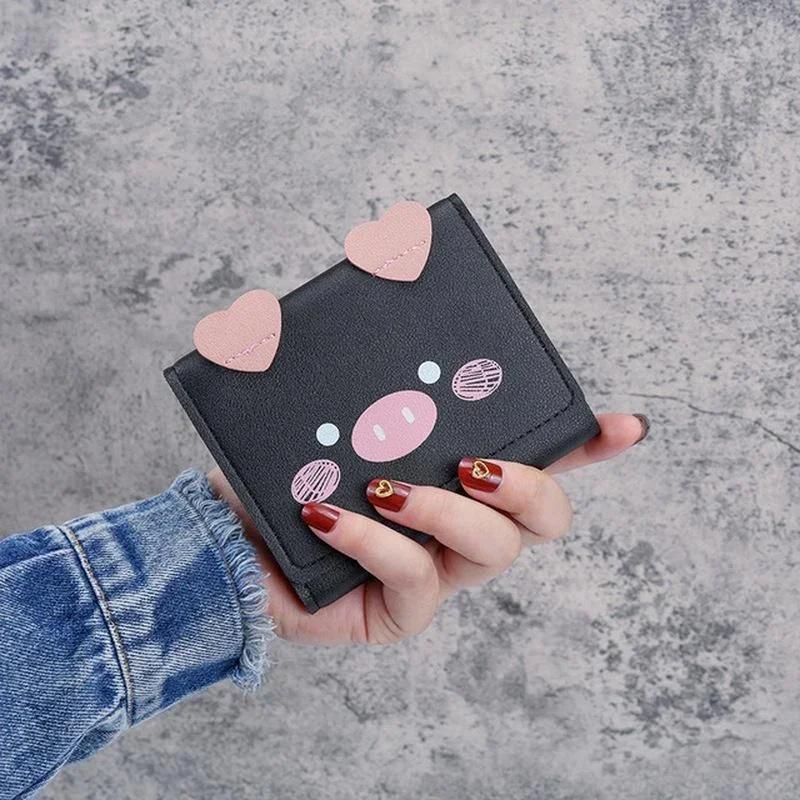 Korean Version Cute Cartoon Women's Short Wallet Card Bag Student Three Fold Wallet Fashion Female Zero Wallet Leather