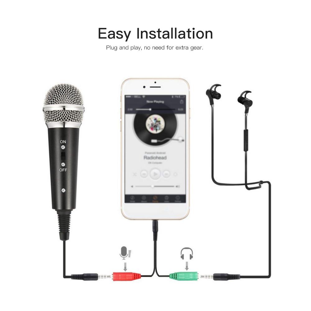 Wired Condenser Microphone Audio 3.5mm Studio Mic Vocal Recording KTV Karaoke Mic with Stand for PC Phone
