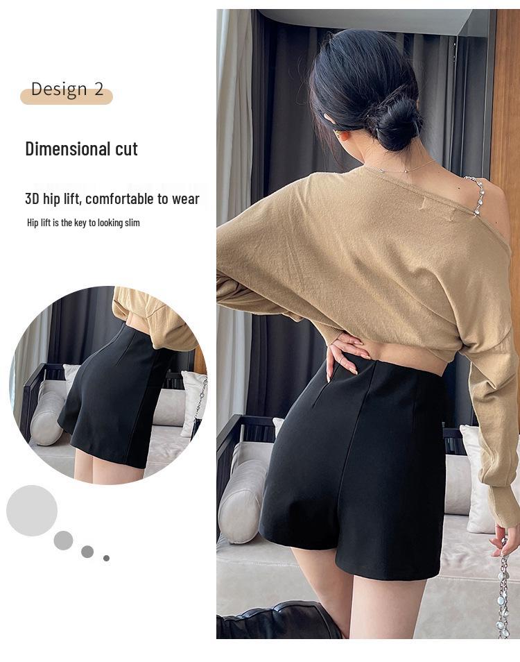 Damskie 2024 Czarne Szorty A-Line z Wysokim Stanem Wyszczuplające - Letnia Wszechstronna Moda Casual