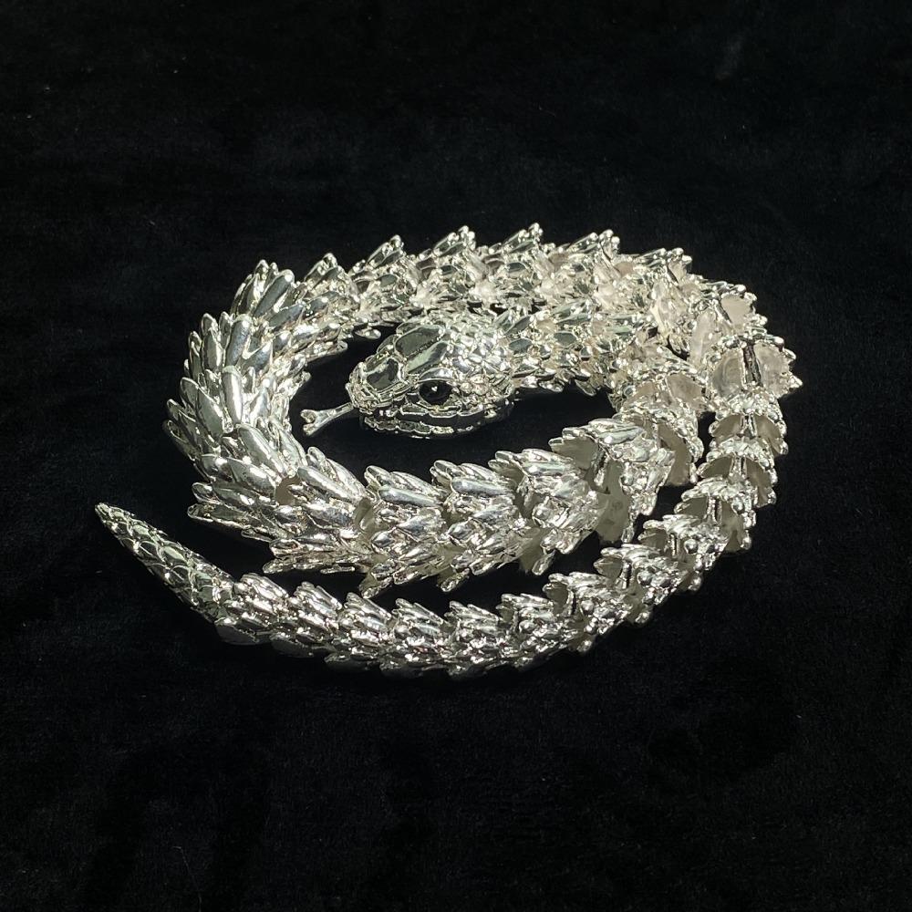 

Flexible Articulated Snake Figurine 3D Printed Snake Year Ornament Home/Office Desk серебряный