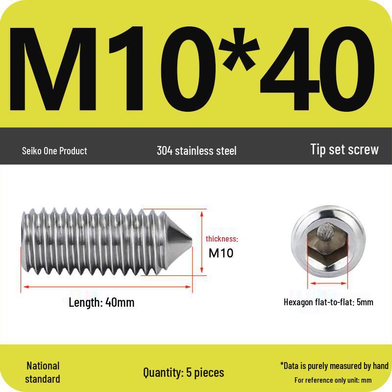 304 Stainless Steel Internal Hex Set Screw | Headless Grub Screw M2-M16