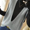 Colete Tricotado Primavera Verão Feminino Gola V Sem Mangas Pulôver Moda Solto Fino Peça Externa Outono Inverno