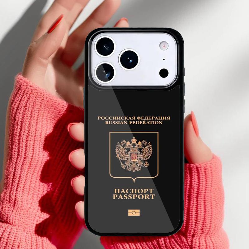 Russian Passport Flag Phone Case for iPhone 17 Air 16e 15 14 13 Pro Max Back Cover for 12 11 Pro Coque
