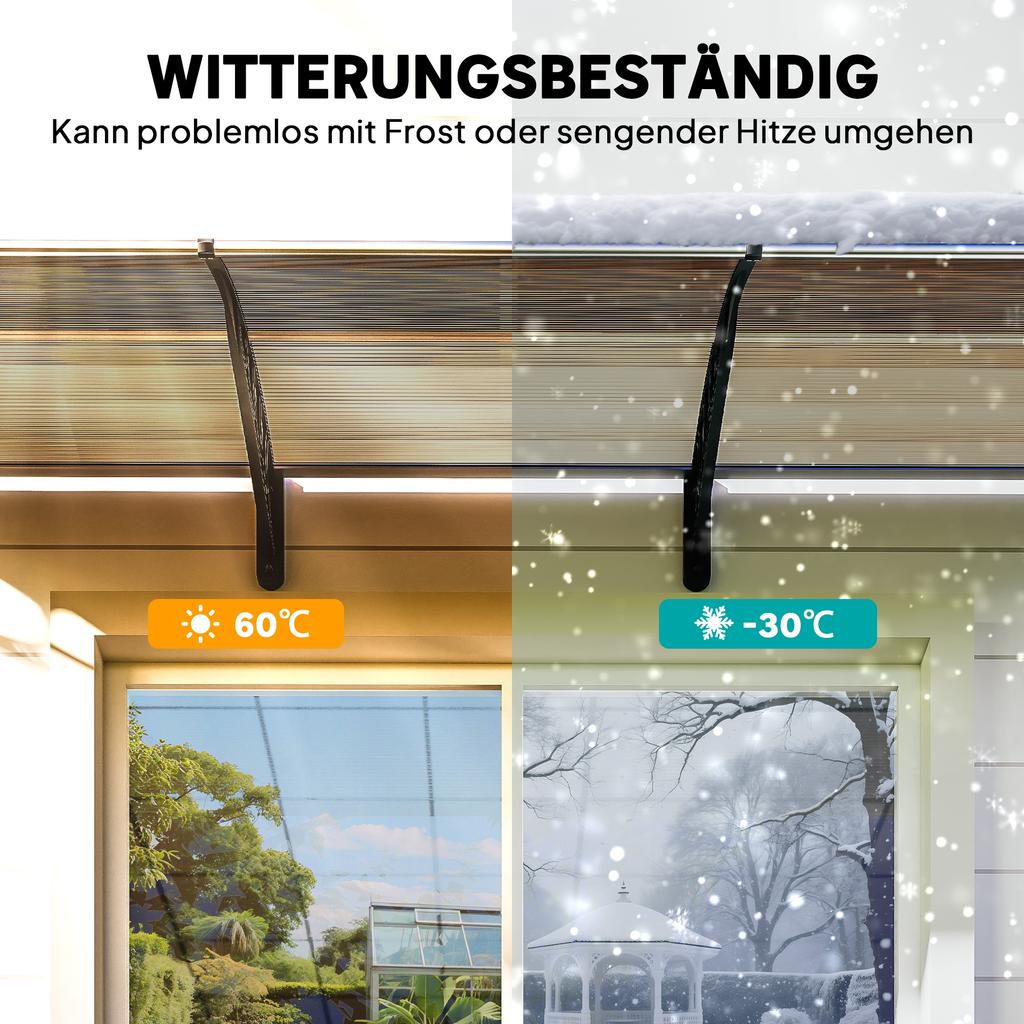 Front Door Canopy, Outdoor Awning, Rain Shelter, 303 X 96cm , Brown