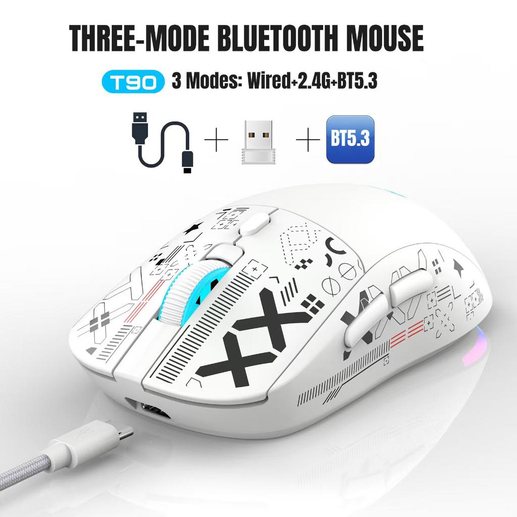 Mouse Wireless RGB per la Terza Prova Simulativa Cablato/2.4G/Bluetooth Mouse da Gioco Wireless 650MAH