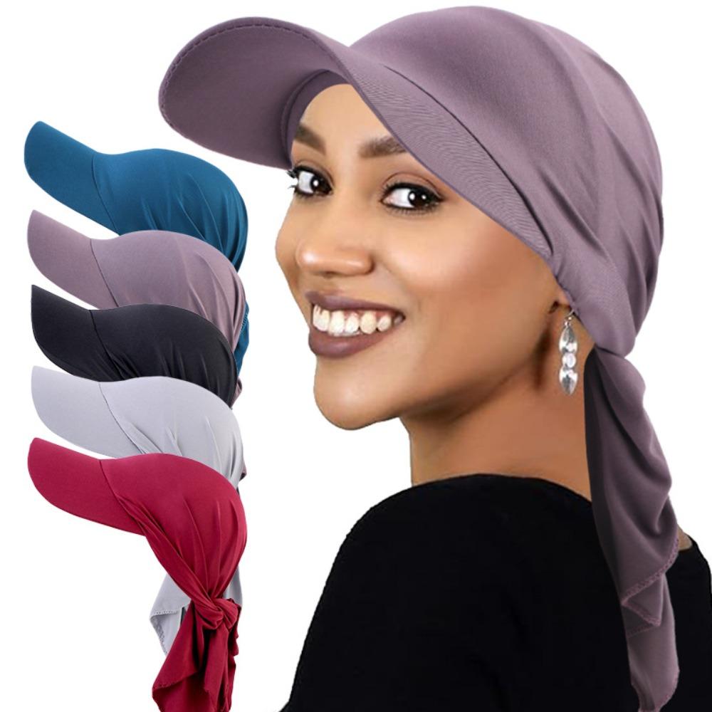 Classic Polyester Spandex Turban Hat Solid Color Sunscreen Sunshade Hats Curved Brim Baseball Cap Outdoor Activities