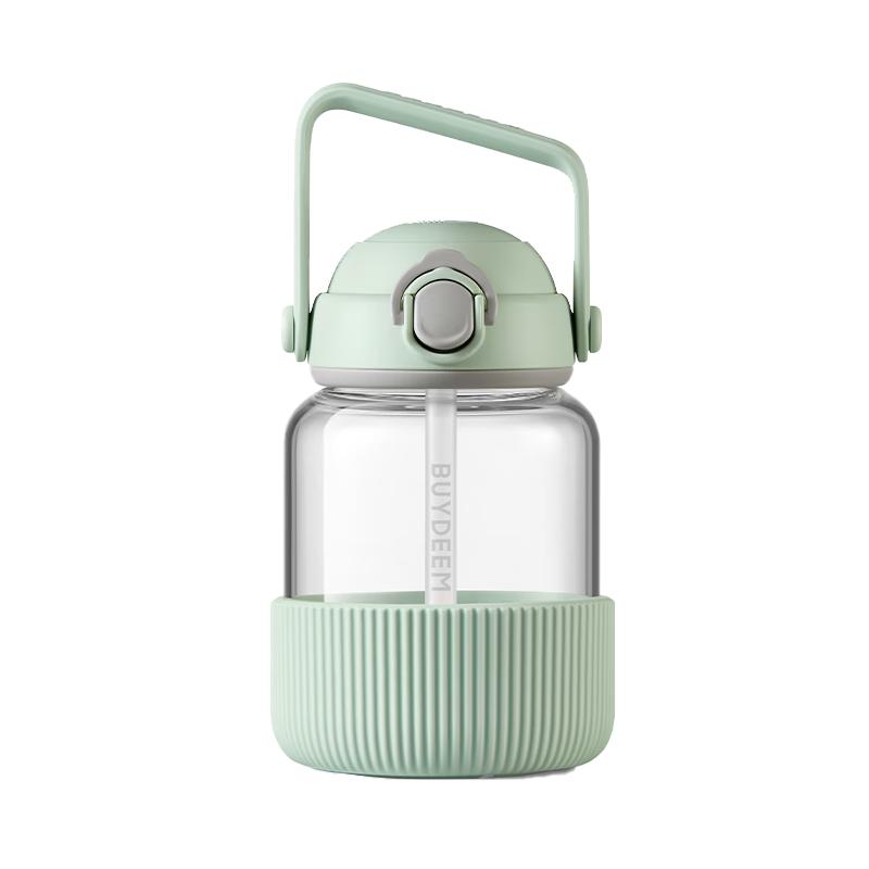 Buydeem Large Capacity Glass Water Bottle with Straw