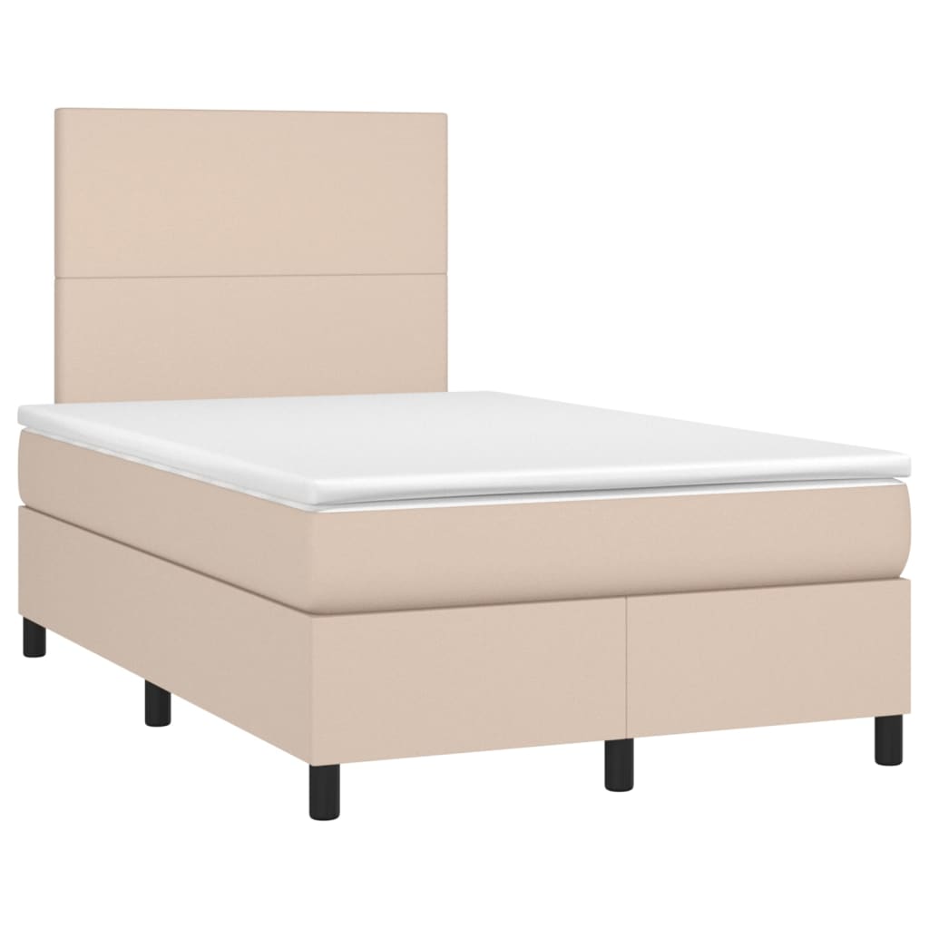 Vidaxl Łóżko Kontynentalne, Materac I Led Cappuccino 120X200Cm