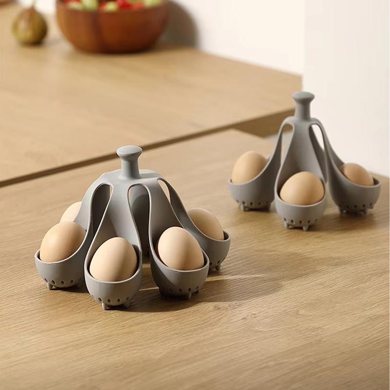 Food Grade Silicone Egg Boiler Rack Boiled Egg Cooker with Anti-Scald Handle Kitchen Gadget for Cooking Eggs