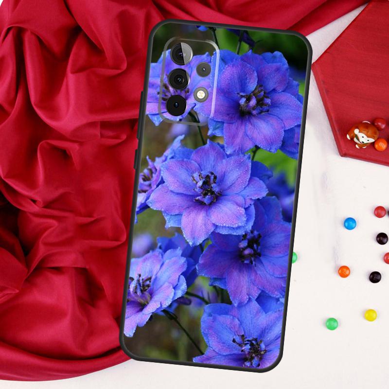 Blue Cornflowers Delphinium For Samsung Galaxy A55 A53 A33 A13 A35 A15 A36 A56 A26 A16 A22 A32 A52 A54 A34 A06 A05 Case