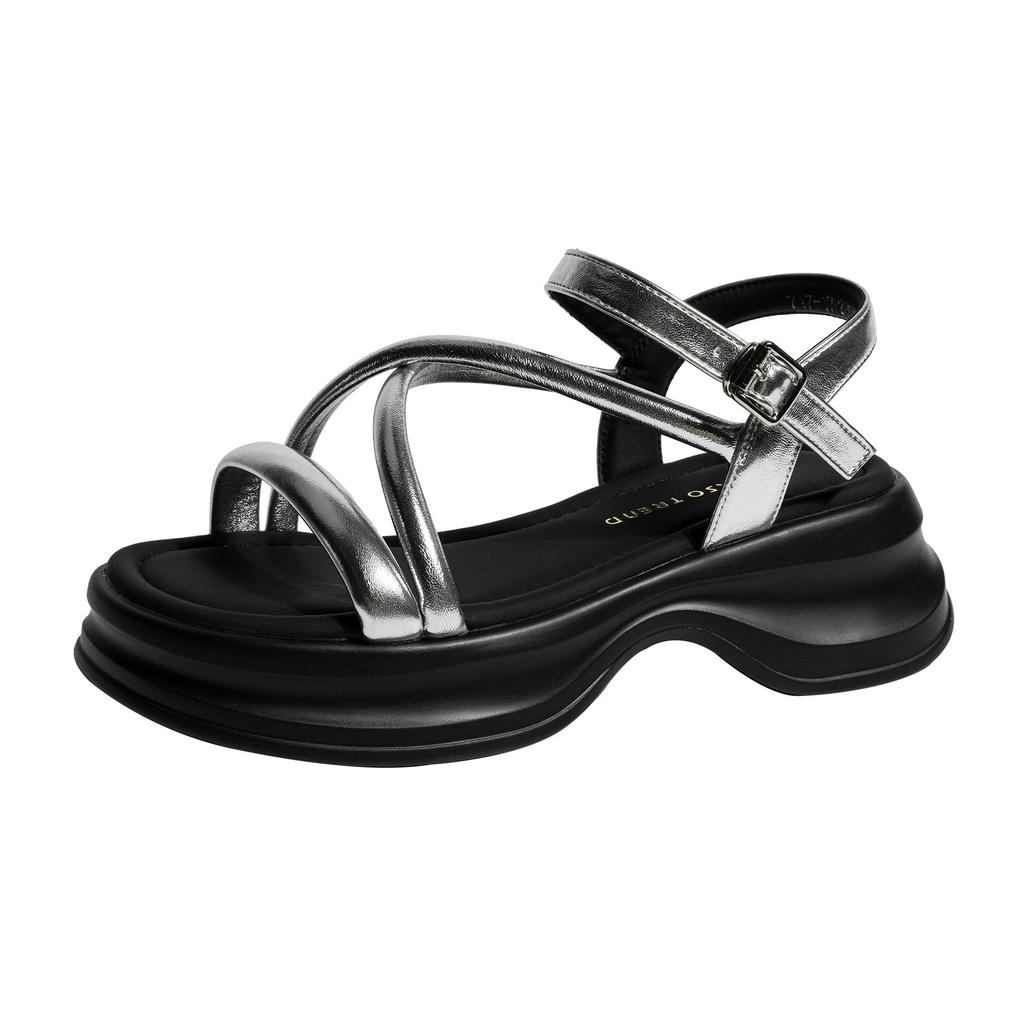 Thick-soled comfortable open-toed sandals women's summer 2025 new heightening soft-soled Roman sandals outer wear premium shoes