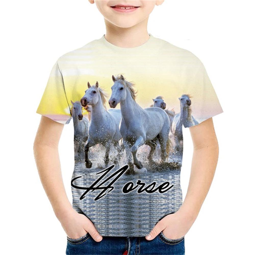 Kids Clothes Children's Clothing Horse 3D Print T-Shirt for A Boy Casual Baby Short Sleeves Tees T-Shirts