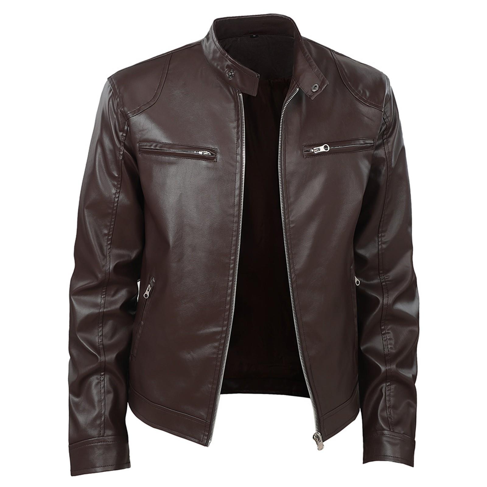 

Чоловічий весняно-осінній кардиган з коміром-стійкою та довгим рукавом, мотоциклетна куртка, чоловічий повсякденний діловий плащ у британському стилі XL кавовий