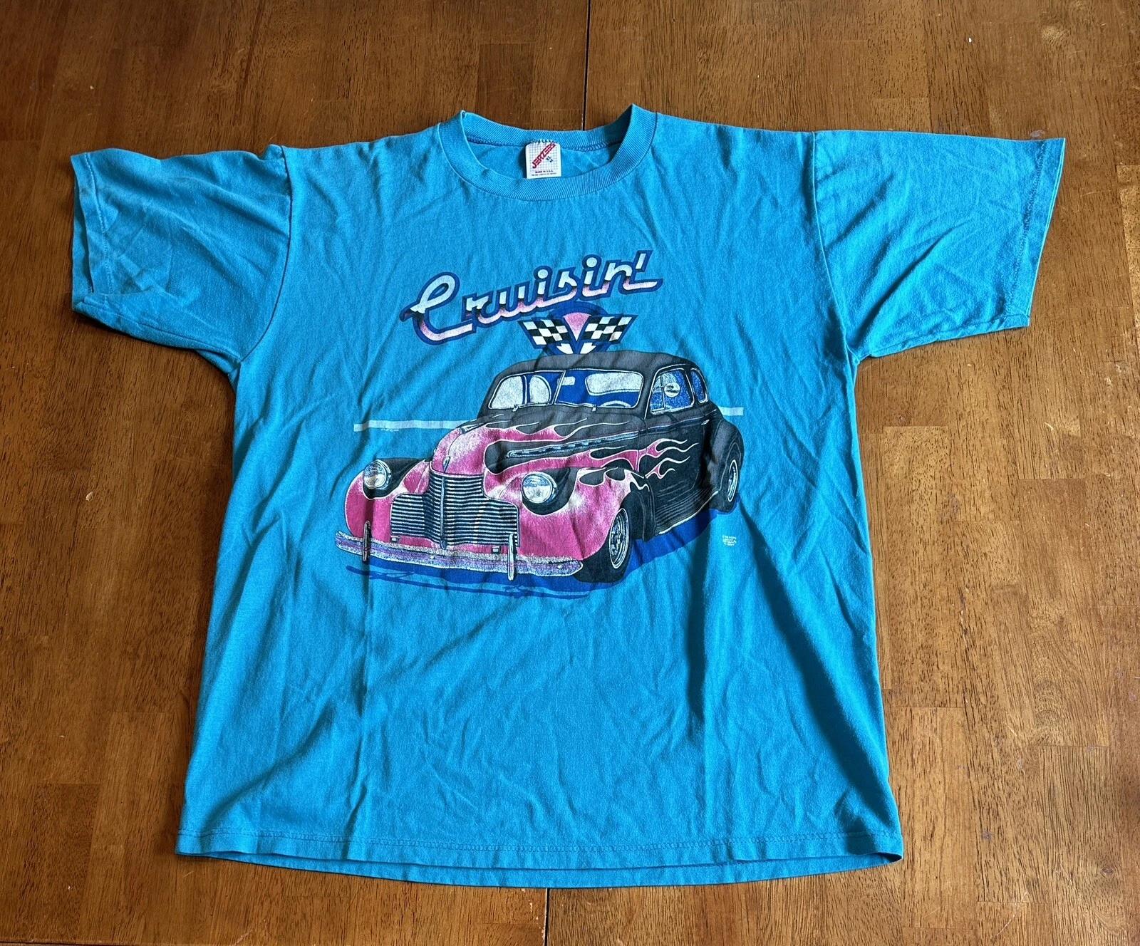 Vintage 80s Car T Shirt Cruisin Fits Size Large Single Stitch 1987 XL