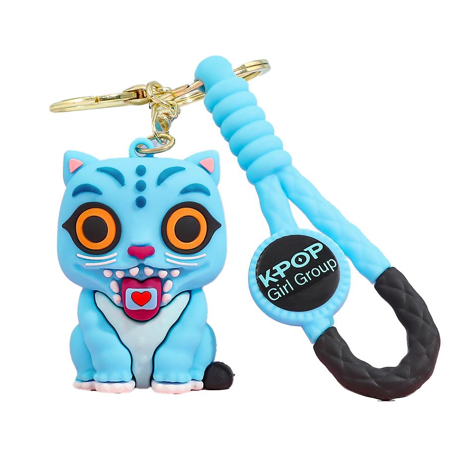 KPOP Demon Hunters Keychain, Tiger Character PVC Figure Keychain, Cute Harajuku Style Key Ring for Kids & Fans Halloween Gift