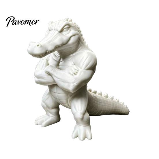 Anthropomorphic Reptile Decor 3D Printed Crocodile Figurine, Realistic Muscular Ornament, Desktop Cross Statue Arm Animal Statue, Creative Sculpture