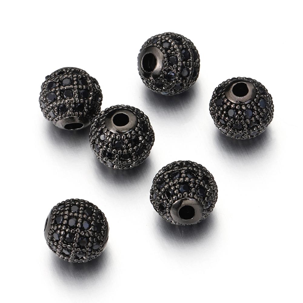 5pcs Brass Cubic Zirconia Round Spacer Loose Beads for Necklace Bracelet Jewelry Making DIY Accessories Wholesale High Quality