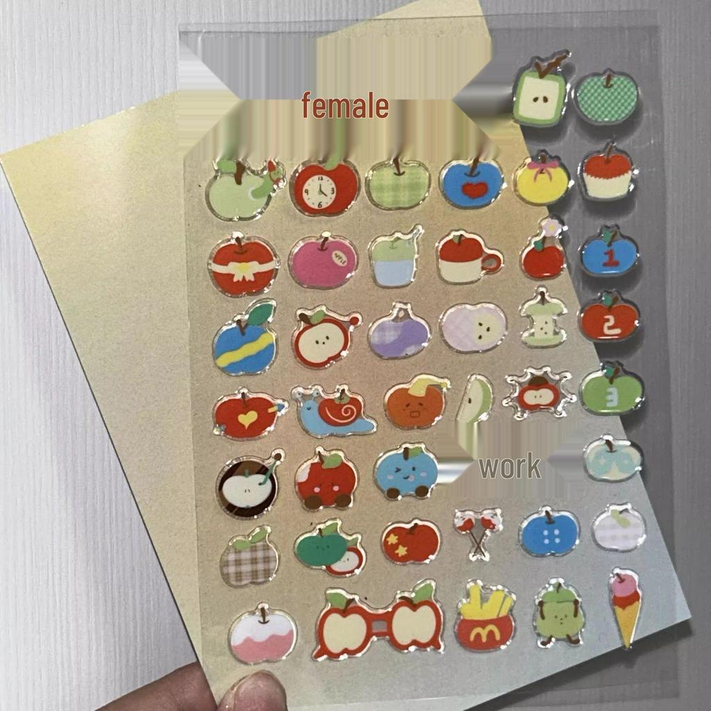 Childlike 3D Graffiti Apple Sticker for Journals, DIY Projects, Phone, Headphone Cases, and Polaroid Decorations.