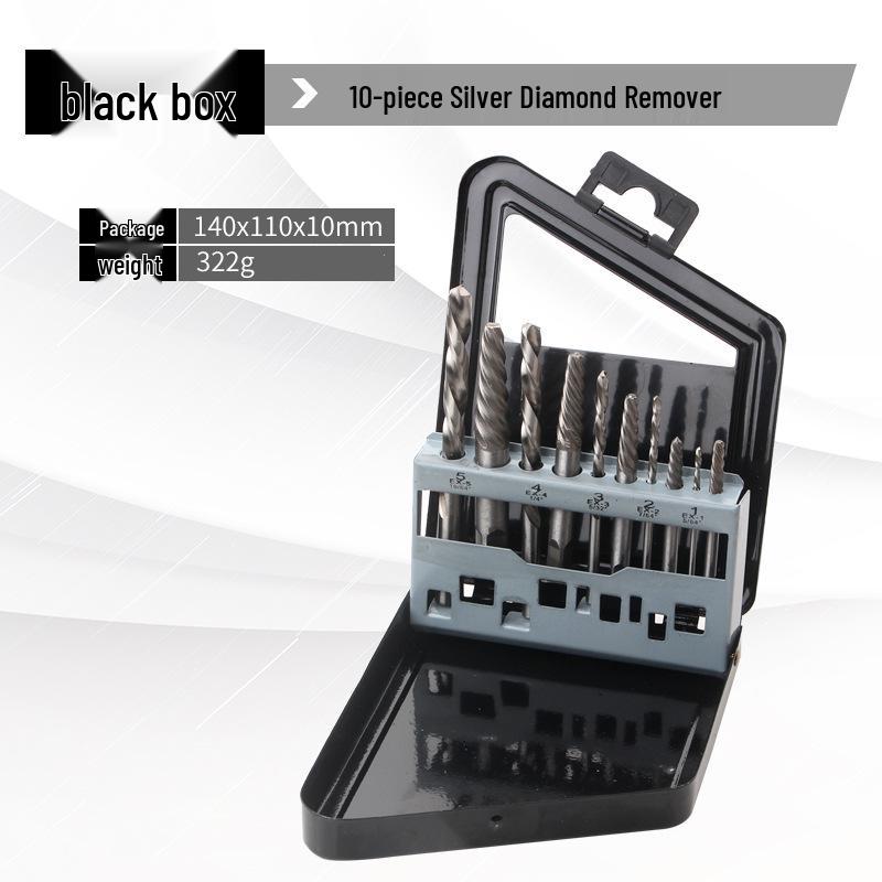10-Piece Screw Extractor Set with Iron Box and Imperial Drill Bits