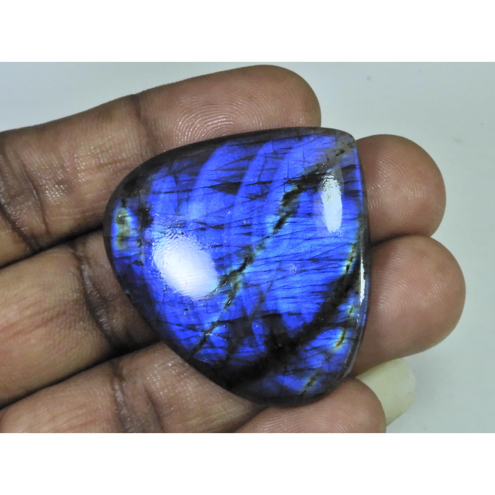 

83Cts.Natural Labradorite Blue Flash Pear Cabochon Loose Gemstone 39X43X06MM B-300
