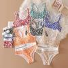 Damen Nahtloses BH-Set Slips Tiefer Bund Leopard Bralette Lingerie-Set V-Ausschnitt Sport-BH Baumwolle Sexy Unterwäsche-Set