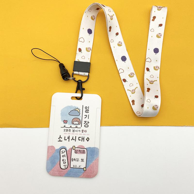 Estuche deslizante de dibujos animados Kawaii, etiqueta de identificación, funda para permiso de trabajo, funda con estampado de oso y conejo, soporte para tarjeta con nombre de permiso de trabajo