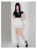 New Petite French Ballet A-line Fluffy Lace Pleated Skirt