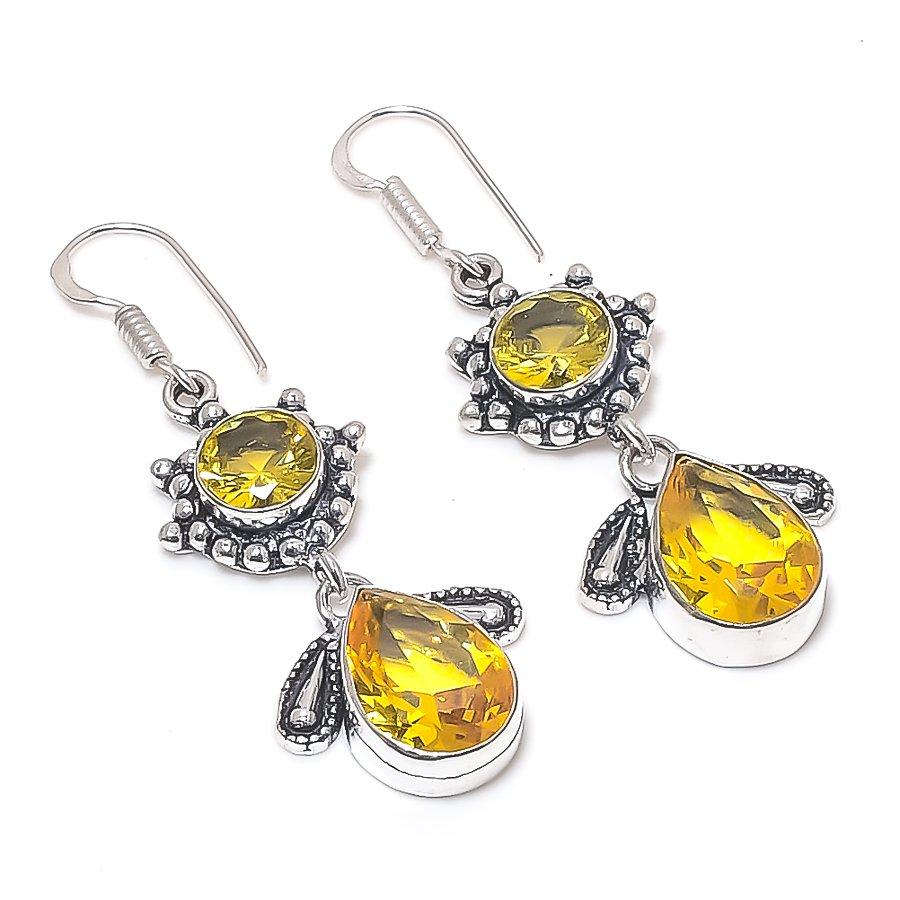 

Natural Citrine Gemstone Handmade 925 Sterling Silver Earring 2.05 Z0m09
